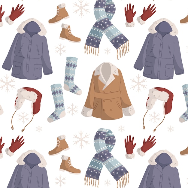 Free vector hand drawn winter clothes & essentials