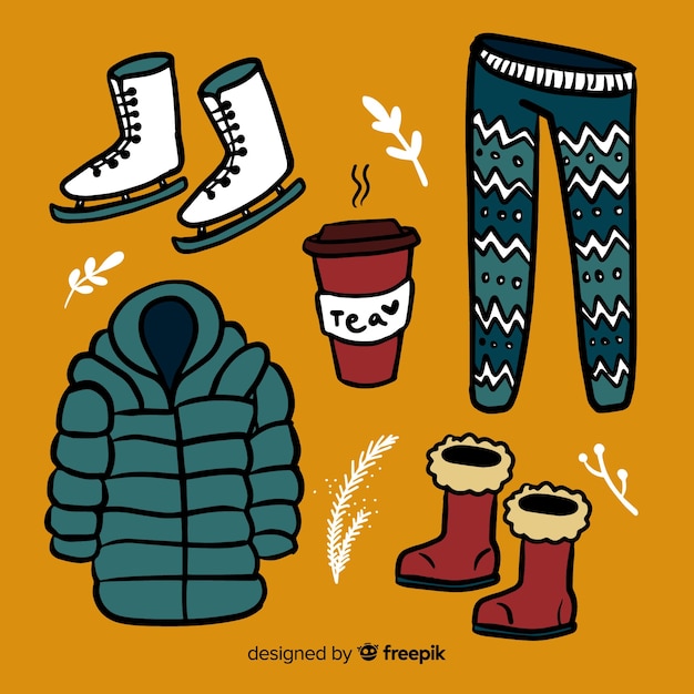 Free vector hand drawn winter clothes