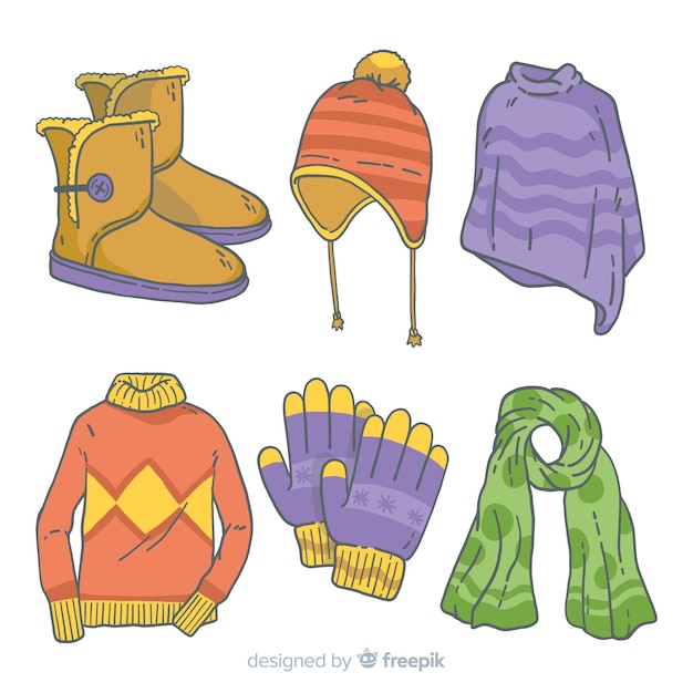 Free Vector hand drawn winter clothes