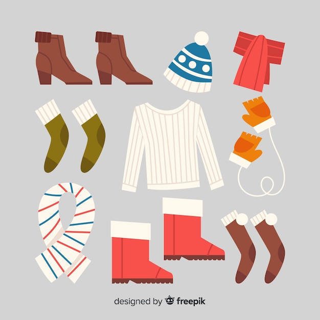 Free Vector hand drawn winter clothing background