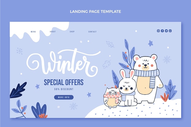 Free Vector hand drawn winter landing page template