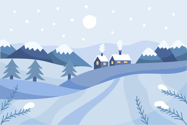 Free Vector hand drawn winter landscape