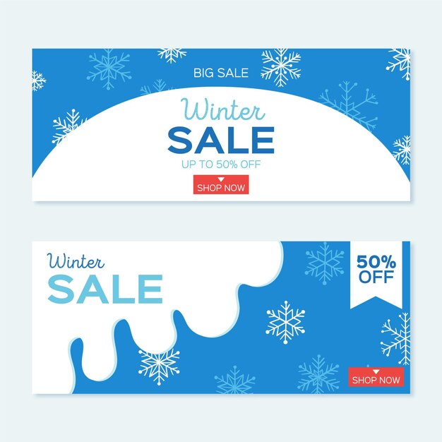 Hand drawn winter sale banners template