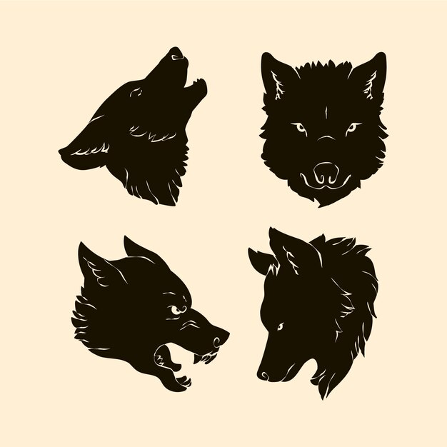 Hand drawn wolf head silhouette