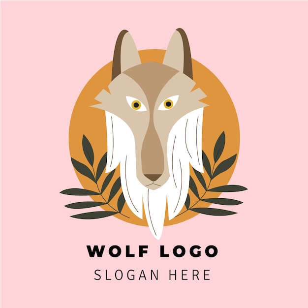 Hand drawn wolf logo template