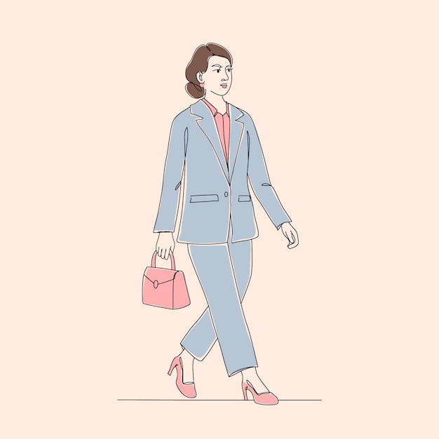 Hand drawn woman walking drawing illustration