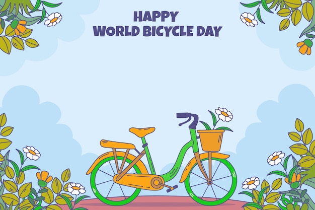 Free vector hand drawn world bicycle day background