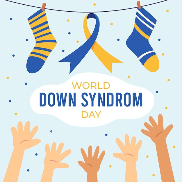 Free Vector hand-drawn world down syndrome day illustration with socks and hands