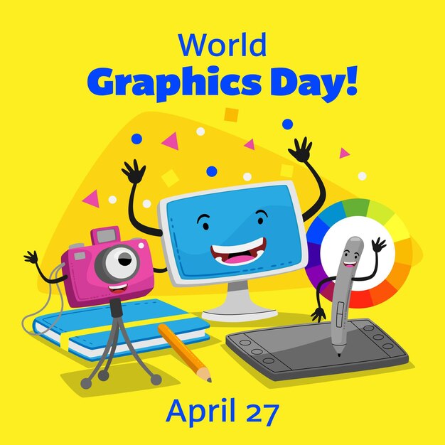 Hand drawn world graphics day illustration