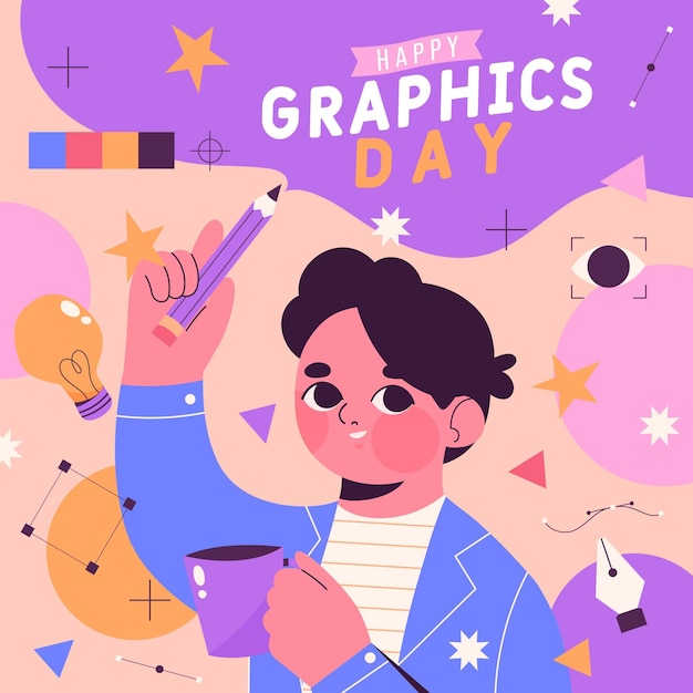 Free vector hand drawn world graphics day illustration