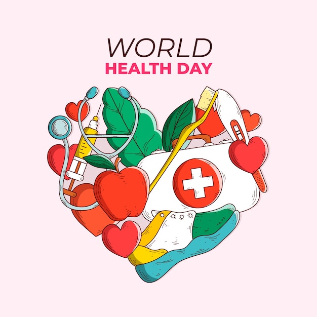 Hand-drawn world health day theme