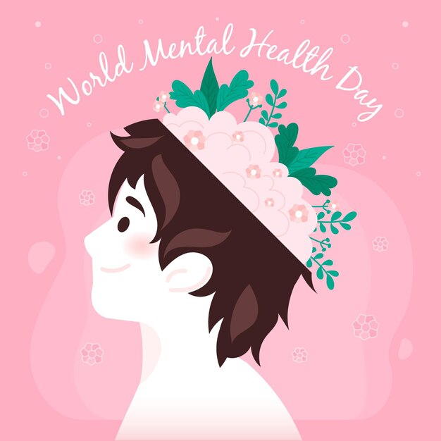 Hand drawn world mental health day concept