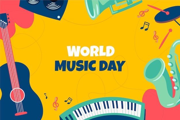 Free Vector hand drawn world music day celebration background