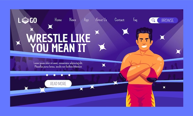 Hand drawn wrestling landing page template