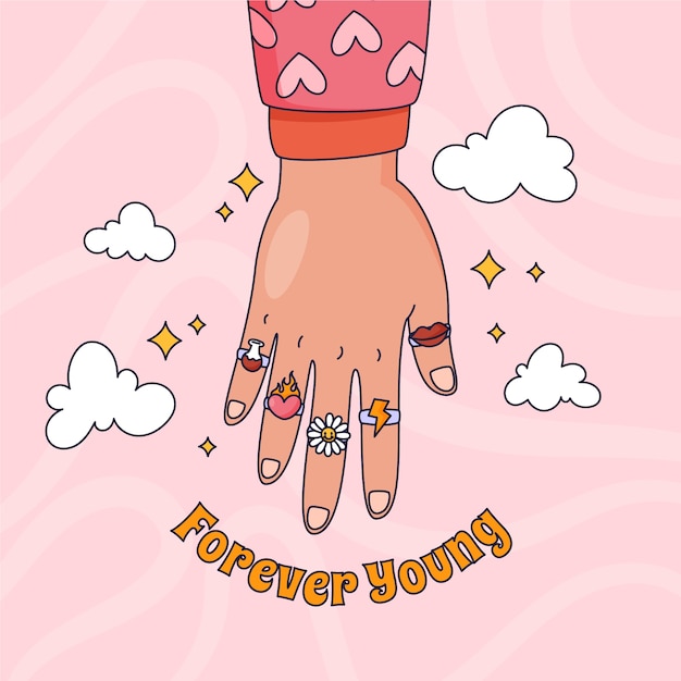 Free Vector hand drawn y2k rings illustration