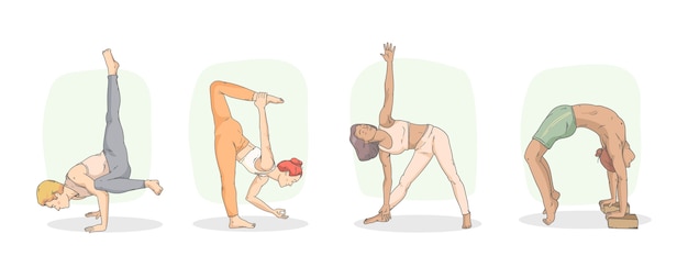 Hand drawn yoga poses collection