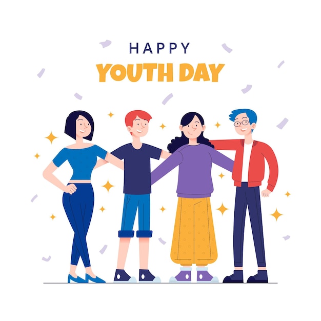 Free Vector hand drawn youth day people hugging together