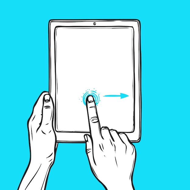 Free Vector hand hold tablet