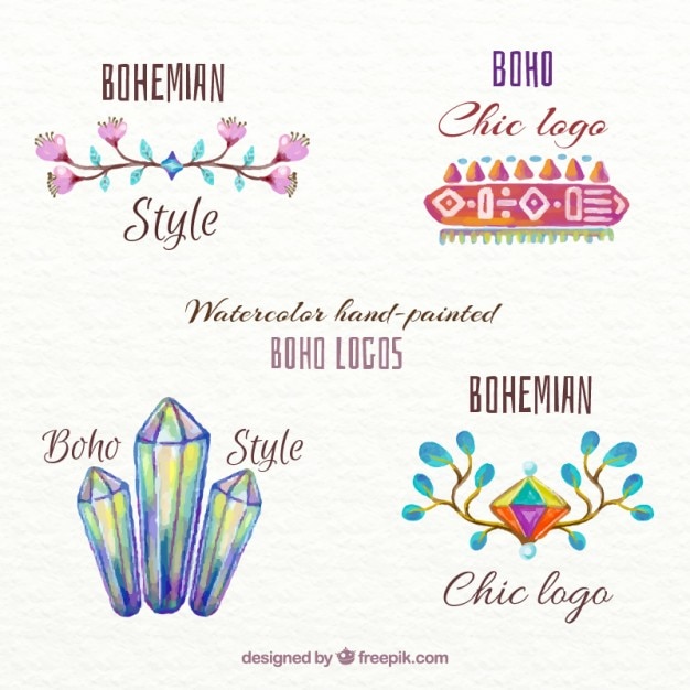 Free Vector hand painted ethnic logotypes