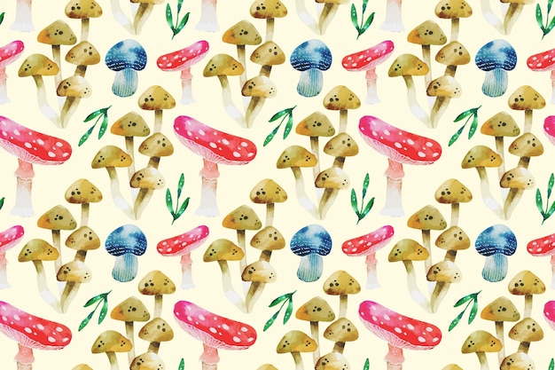 Free Vector hand painted mushroom pattern