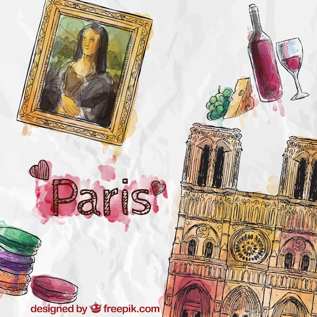 Free Vector hand painted paris elements