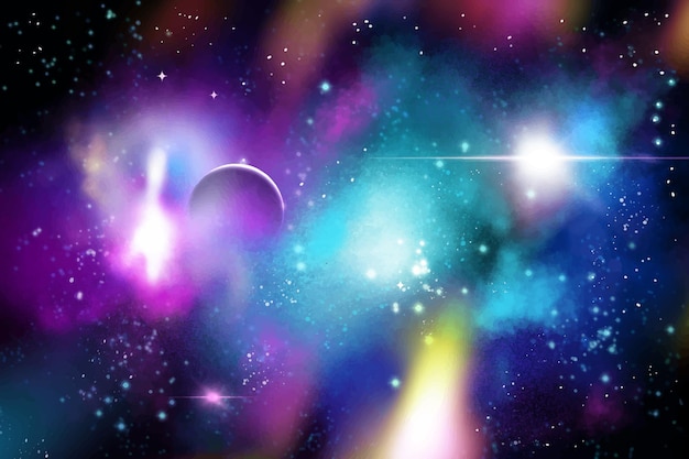 Free vector hand painted watercolor galaxy background