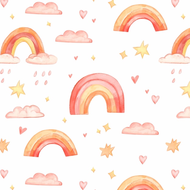 Free Vector hand painted watercolor rainbow pattern design