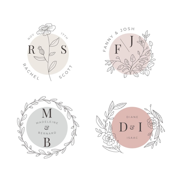 Hand painted wedding monograms collection