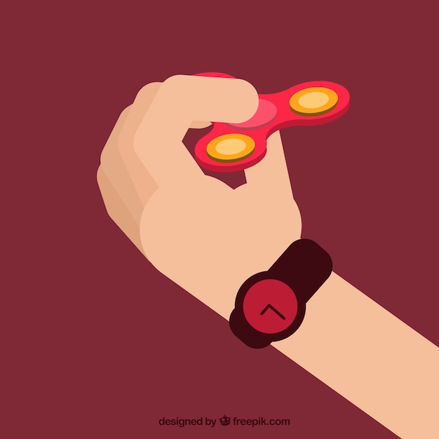 Free vector hand playing with a red spinner