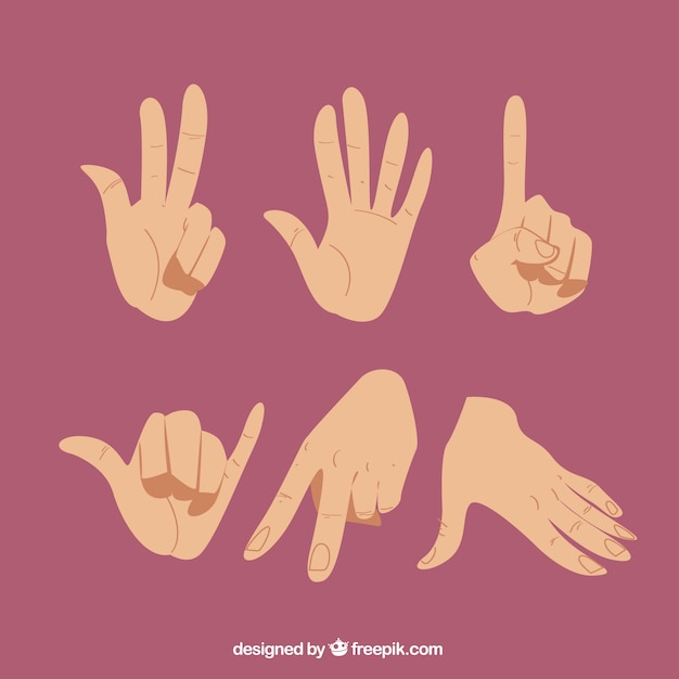 Free Vector hands collection with different poses in hand drawn style