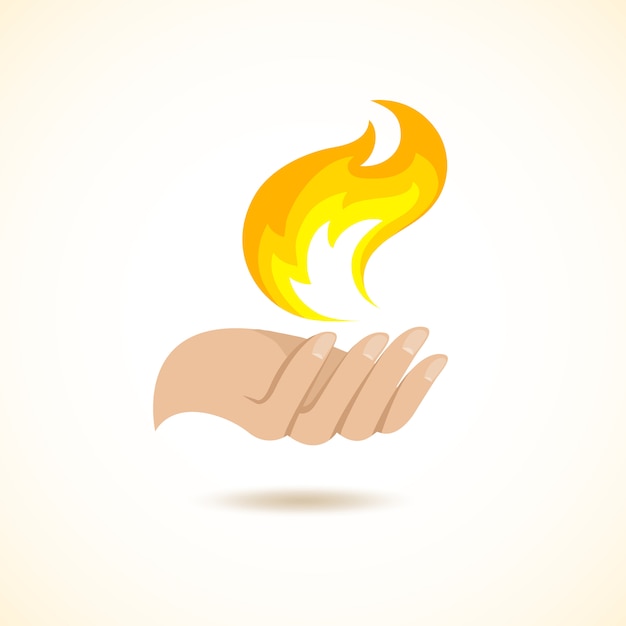 Hands hold fire illustration