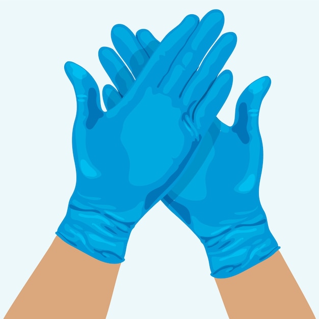 Free Vector hands wearing medical gloves