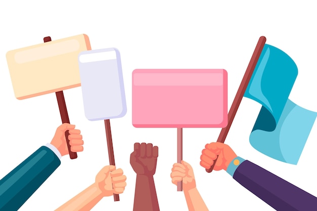 Free Vector hands with placards