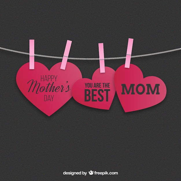 Hanging hearts mothers day card