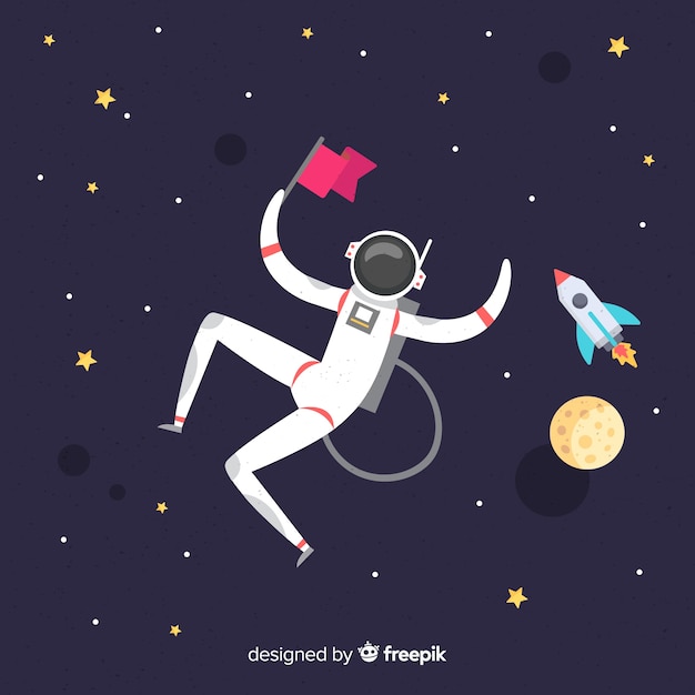 Free Vector happy astronaut character with flat design