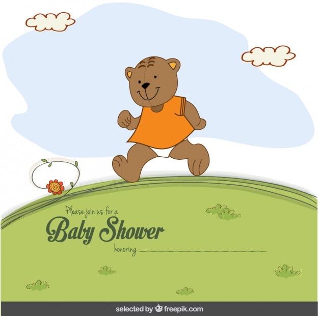 Free Vector happy bear baby shower card