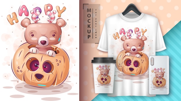 Free Vector happy bear - poster and merchandising