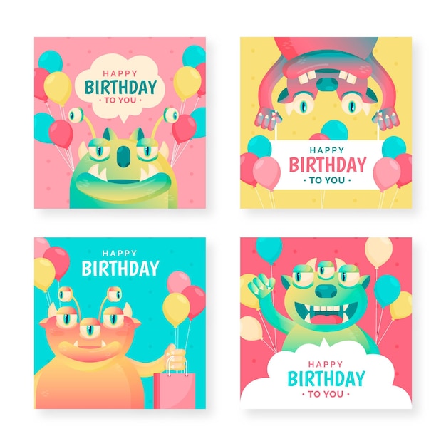 Free vector happy birthday card collection