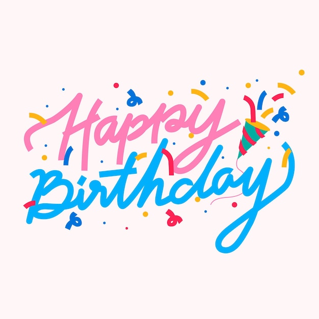 Free Vector happy birthday doodle font card 