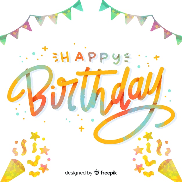 Free Vector happy birthday lettering with confetti 