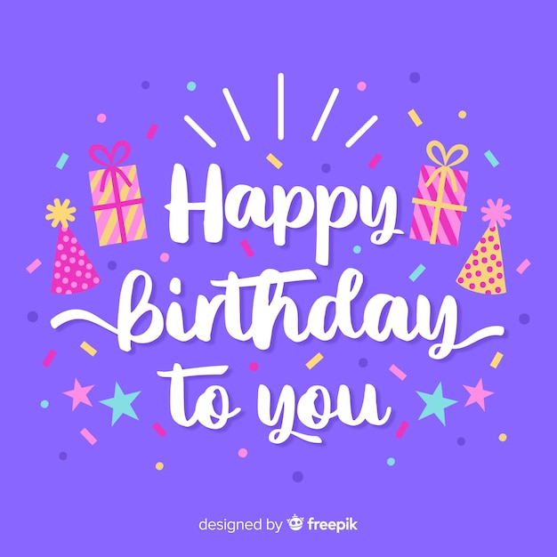 Free Vector happy birthday lettering with elements