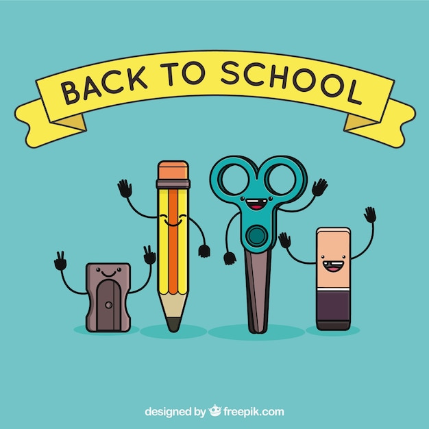 Free vector happy cartoon school mamterials