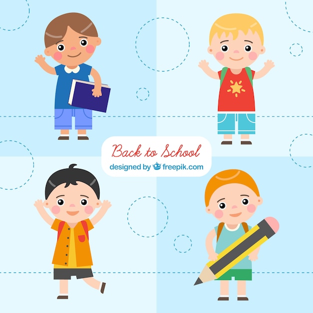 Free Vector happy children back to school background