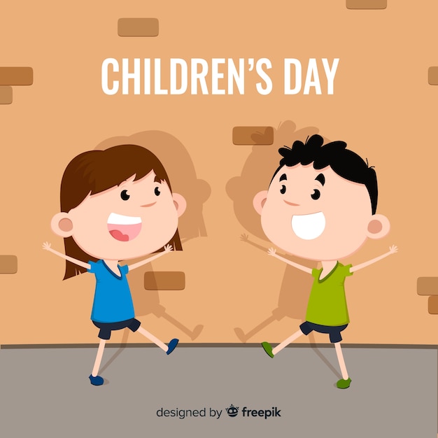 Free Vector happy children's day background in flat design