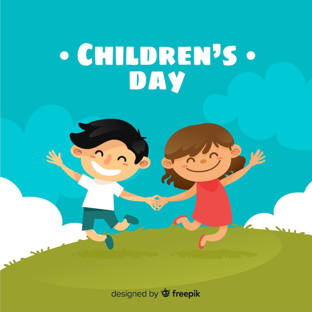 Free Vector happy children's day background in flat design