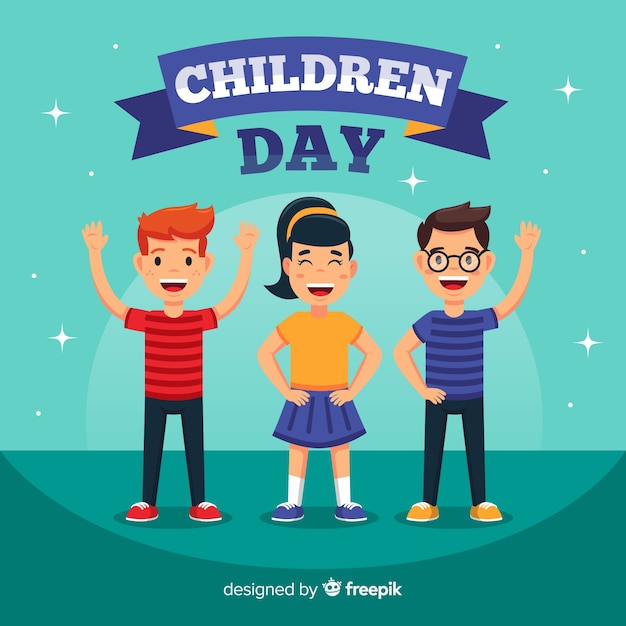 Happy children's day background in flat design