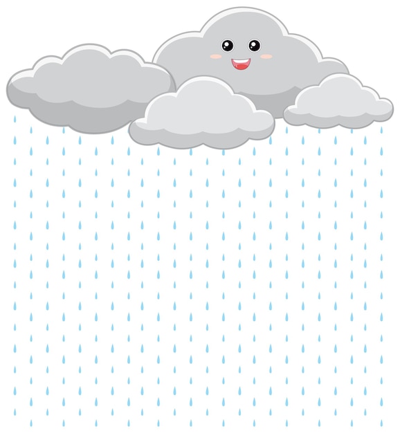 Free Vector happy cloud and rain drop