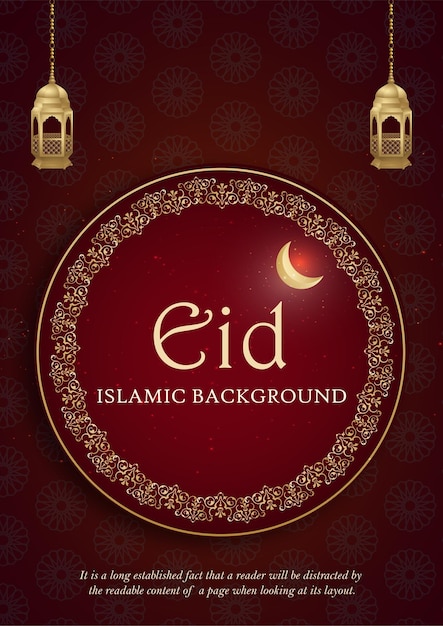 Free Vector happy eid greetings maroon golden background islamic social media banner free vector