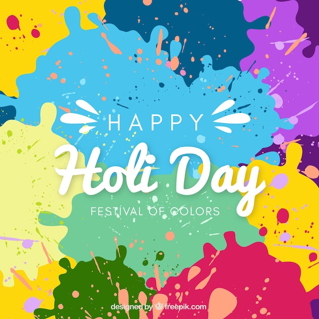 Free vector happy holi background with lettering