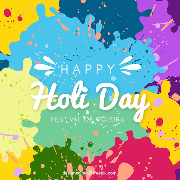 Happy holi background with lettering